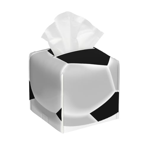 Quadratische Taschentuchbox mit Fußball-Fußball-Motiv, kubische Taschentuchbox, Dekoration auf Esstisch und Badezimmer, Büro von asbwuo