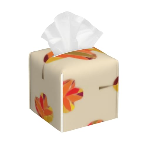 Quadratische Taschentuchbox mit Herbstblättern in Herbstfarben, grafisches Motiv, kubische Taschentuchbox, Dekoration auf Esstisch und Badezimmer, Büro von asbwuo