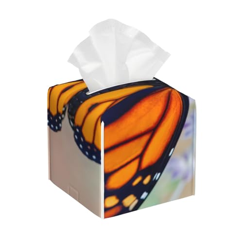 Quadratische Taschentuchbox mit Monarchfalter-Hausmotiv, kubische Taschentuchbox, Dekoration auf Esstisch und Badezimmer, Büro von asbwuo