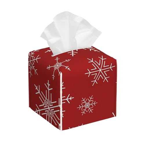 Quadratische Taschentuchbox mit Schneeflocken, rot, kubische Taschentuchbox, Dekoration auf Esstisch und Badezimmer, Büro Quadratische Taschentuchbox mit Schneeflocken, rot, kubische Taschentuchbox, Dekoration auf Esstisch und Badezimmer, Büro von asbwuo