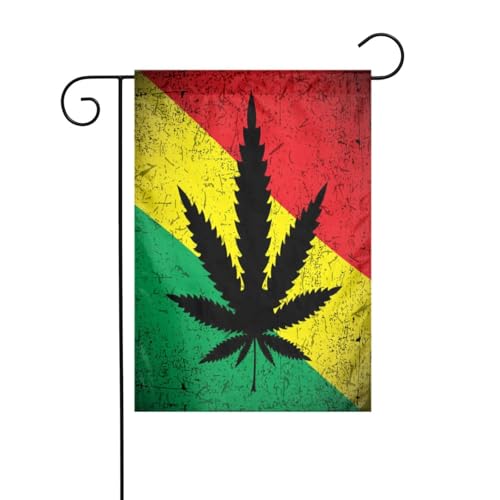 Rasta-Flagge, ReggaeLeaf-Gartenflagge, Außenterrasse, Urlaubsparty-Atmosphäre, dekorative Flagge (30,5 x 45,7 cm) von asbwuo
