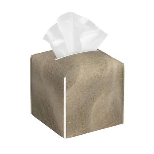 Realistischer, weicher Strandsand-Quadrat-Taschentuch-Hülle aus Leder – Badezimmer-Waschtisch, Nachttisch & Arbeitsplatte, Elegantes Home-Office-Dekor von asbwuo