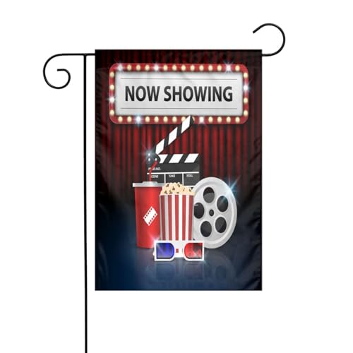 Retro-Theater-Filmnacht-Gartenflagge, Außenterrasse, Urlaubsparty-Atmosphäre, dekorative Flagge (12 x 18 Zoll) von asbwuo