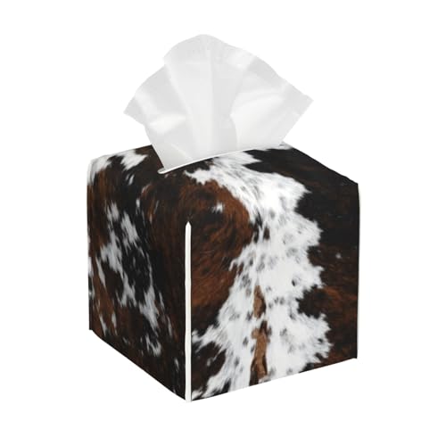 Rindsleder, quadratische Taschentuchbox mit Kuhhaut-Druckmuster, kubische Taschentuchbox, Dekoration auf Esstisch und Badezimmer, Büro Rindsleder, quadratische Taschentuchbox mit Kuhhaut-Druckmuster, kubische Taschentuchbox, Dekoration auf Esstisch und Badezimmer, Büro von asbwuo