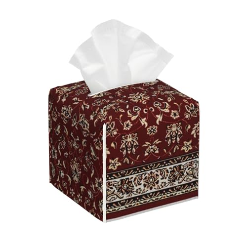 Rostroter orientalischer Teppich, quadratische Taschentuchbox aus Leder, Moderne quadratische dekorative Kosmetikpapierhülle aus PU-Leder, Organizerhalter, Spender für Badezimmer, Nachttische Rostroter orientalischer Teppich, quadratische Taschentuchbox aus Leder, Moderne quadratische dekorative Kosmetikpapierhülle aus PU-Leder, Organizerhalter, Spender für Badezimmer, Nachttische von asbwuo