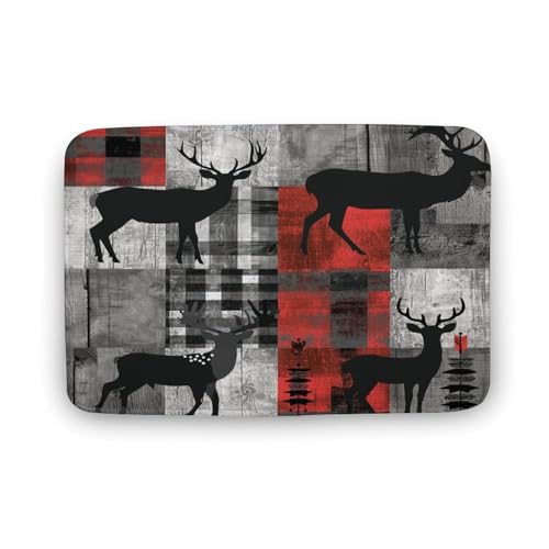 Rustikaler Badezimmerteppich mit Hirsch-Patchworkmuster, Badematte im Landhausstil mit rutschfester Rückseite, weiche Mikrofaser-Bodenmatte für den Eingangsbereich mit Dusche, Waschbecken, 50,8 x 81 Rustikaler Badezimmerteppich mit Hirsch-Patchworkmuster, Badematte im Landhausstil mit rutschfester Rückseite, weiche Mikrofaser-Bodenmatte für den Eingangsbereich mit Dusche, Waschbecken, 50,8 x 81 von asbwuo