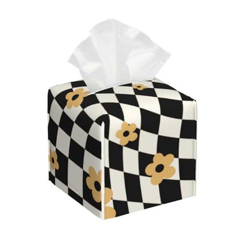 Schwarz-Orange Karierte quadratische Taschentuchbox aus Leder mit floralem Muster – Badezimmer-Waschtisch, Nachttisch & Arbeitsplatte, Elegantes Home-Office-Dekor Schwarz-Orange Karierte quadratische Taschentuchbox aus Leder mit floralem Muster – Badezimmer-Waschtisch, Nachttisch & Arbeitsplatte, Elegantes Home-Office-Dekor von asbwuo