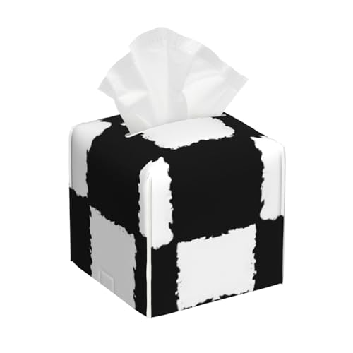 Schwarz-weiß Karierte Splatter-Taschentücherbox aus Leder, quadratisch – Badezimmer-Waschtisch, Nachttisch & Arbeitsplatte, Elegantes Home-Office-Dekor Schwarz-weiß Karierte Splatter-Taschentücherbox aus Leder, quadratisch – Badezimmer-Waschtisch, Nachttisch & Arbeitsplatte, Elegantes Home-Office-Dekor von asbwuo