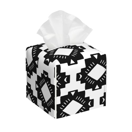 Schwarz-weiße quadratische Taschentücherbox aus Schlammtuch, kubische Taschentücherbox, Dekoration auf Esstisch und Badezimmer, Büro Schwarz-weiße quadratische Taschentücherbox aus Schlammtuch, kubische Taschentücherbox, Dekoration auf Esstisch und Badezimmer, Büro von asbwuo