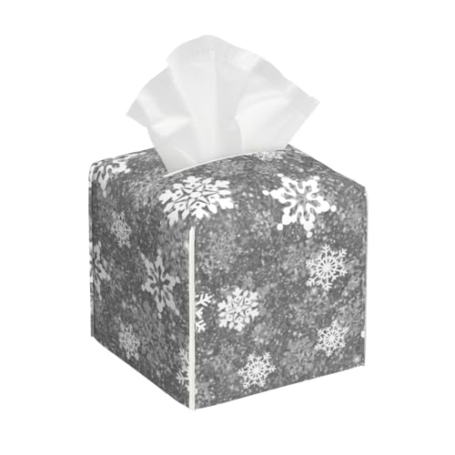Weiße Schneeflocken Grau Weihnachten Quadrat Leder Taschentuchbox Hülle - Badezimmer Eitelkeit, Nachttisch & Arbeitsplatte, Elegante Home Office Dekor Weiße Schneeflocken Grau Weihnachten Quadrat Leder Taschentuchbox Hülle - Badezimmer Eitelkeit, Nachttisch & Arbeitsplatte, Elegante Home Office Dekor von asbwuo