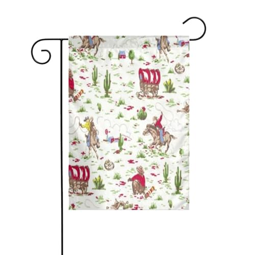 Western Country Cowboy Horse Gartenflagge, Außenterrasse, Urlaubsparty-Atmosphäre, dekorative Flagge (12 x 18 Zoll) von asbwuo