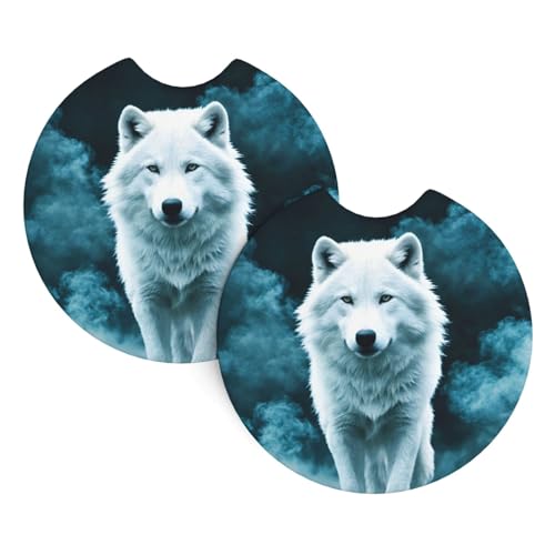 Wolf mit bedruckten Auto-Untersetzern, 2er-Pack – langlebig, wasserdicht, geruchsneutral, leicht zu reinigen – Auto-Innenausstattung für Damen und Herren Wolf mit bedruckten Auto-Untersetzern, 2er-Pack – langlebig, wasserdicht, geruchsneutral, leicht zu reinigen – Auto-Innenausstattung für Damen und Herren von asbwuo
