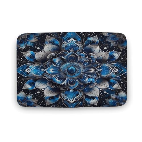 asbwuo Abstrakter Blauer Mandala-Badezimmerteppich, Florale botanische Badematte mit Rutschfester Rückseite, 20 x 32 Zoll von asbwuo