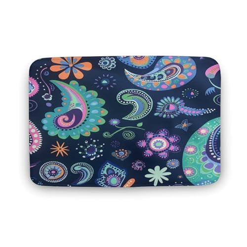 asbwuo Abstrakter geometrischer Badezimmerteppich mit Paisley-Muster, Badematte mit Blatt- und Blumenmuster und Rutschfester Rückseite,40,6 x 61 cm von asbwuo