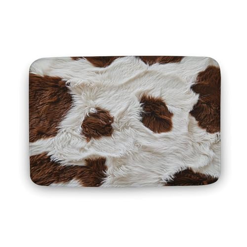 asbwuo Badezimmerteppich im Farmhouse-Stil mit Tierfell, Badematte aus Kuhfell mit Rutschfester Rückseite, 50,8 x 81,3 cm von asbwuo
