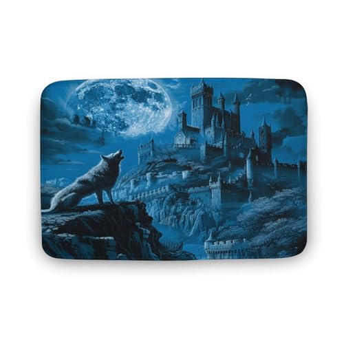 asbwuo Badezimmerteppich im Retro-Schloss-Stil, Badematte mit Mondbaum-Tier-Wolf-Motiv und Rutschfester Rückseite, 40,6 x 61 cm asbwuo Badezimmerteppich im Retro-Schloss-Stil, Badematte mit Mondbaum-Tier-Wolf-Motiv und Rutschfester Rückseite, 40,6 x 61 cm von asbwuo