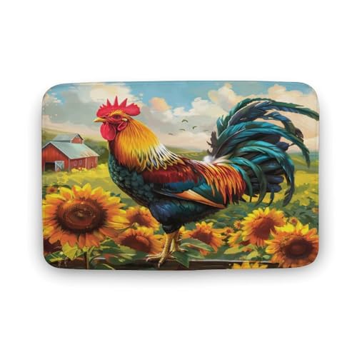 asbwuo Badezimmerteppich im Vintage-Stil mit Hahn, Badematte mit Sonnenblumenmotiv und Rutschfester Rückseite,50,8 x 81,3 cm asbwuo Badezimmerteppich im Vintage-Stil mit Hahn, Badematte mit Sonnenblumenmotiv und Rutschfester Rückseite,50,8 x 81,3 cm von asbwuo