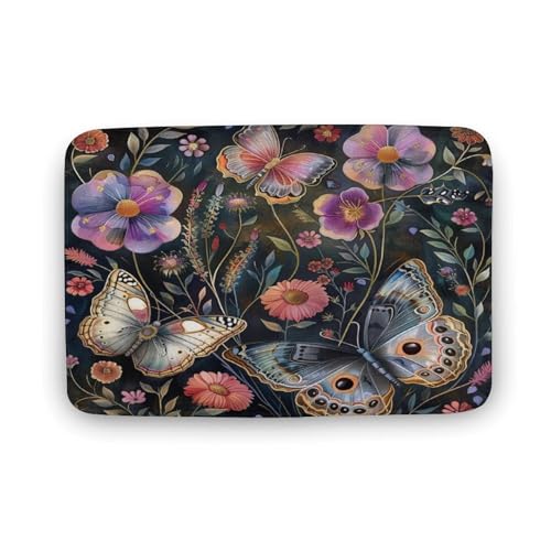 asbwuo Badezimmerteppich mit Fantasy-Wildlife-Schmetterling, Badematte mit Aquarellblumen und Rutschfester Rückseite, 50,8 x 81,3 cm asbwuo Badezimmerteppich mit Fantasy-Wildlife-Schmetterling, Badematte mit Aquarellblumen und Rutschfester Rückseite, 50,8 x 81,3 cm von asbwuo