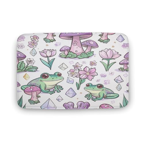 asbwuo Badezimmerteppich mit Gartenpilz-Blumenmotiv, Badematte mit Frosch-Diamant-Motiv und Rutschfester Rückseite, 50,8 x 81,3 cm asbwuo Badezimmerteppich mit Gartenpilz-Blumenmotiv, Badematte mit Frosch-Diamant-Motiv und Rutschfester Rückseite, 50,8 x 81,3 cm von asbwuo