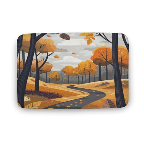 asbwuo Badezimmerteppich mit Herbstblättern, lustige Natur-Badematte mit Rutschfester Rückseite, 40,6 x 61 cm von asbwuo
