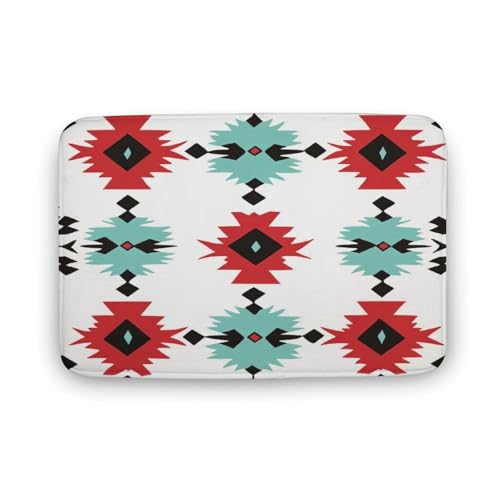asbwuo Badezimmerteppich mit abstraktem Boho-Muster, Badematte im aztekischen Ethno-Stil mit Rutschfester Rückseite, 50,8 x 81,3 cm von asbwuo