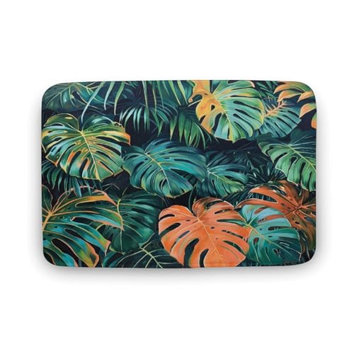 asbwuo Bunter Badezimmerteppich mit Pflanzenmotiv im Bohemian-Stil, Badematte mit lustigen Blättern und Rutschfester Rückseite,50,8 x 81,3 cm asbwuo Bunter Badezimmerteppich mit Pflanzenmotiv im Bohemian-Stil, Badematte mit lustigen Blättern und Rutschfester Rückseite,50,8 x 81,3 cm von asbwuo