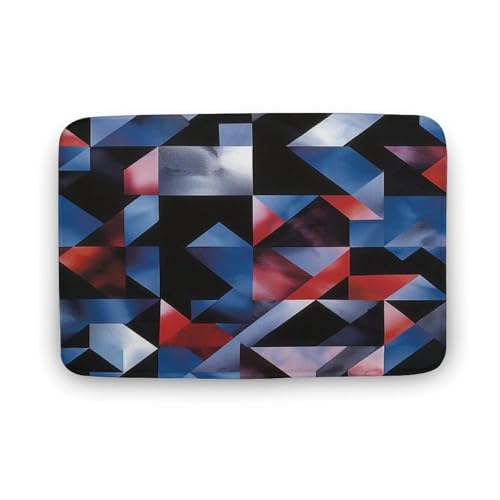 asbwuo Glamouröser Gingham-Badezimmerteppich, Patchwork-Badematte mit geometrischem Aquarellmuster und Rutschfester Rückseite, 40,6 x 61 cm von asbwuo