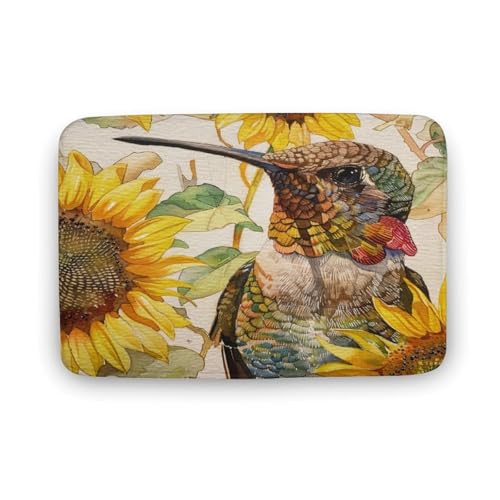 asbwuo Lustiger Badezimmerteppich mit Blumenmotiv, Badematte mit Kolibri- und Sonnenblumenmotiv, rutschfeste Unterseite,50,8 x 81,3 cm asbwuo Lustiger Badezimmerteppich mit Blumenmotiv, Badematte mit Kolibri- und Sonnenblumenmotiv, rutschfeste Unterseite,50,8 x 81,3 cm von asbwuo
