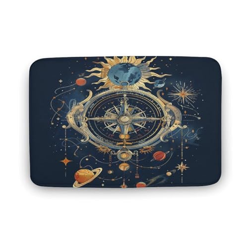 asbwuo Neuartiger Badezimmerteppich mit Sternenhimmel, Badematte mit Galaxie-Planetenmotiv und Rutschfester Rückseite, 50,8 x 81,3 cm von asbwuo