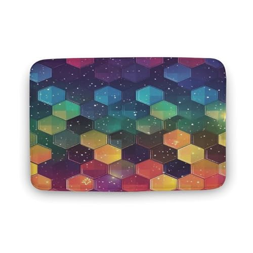 asbwuo Neuartiger Badezimmerteppich mit sechseckigem Motiv, geometrische Patchwork-Badematte mit Rutschfester Rückseite, 40,6 x 61 cm von asbwuo