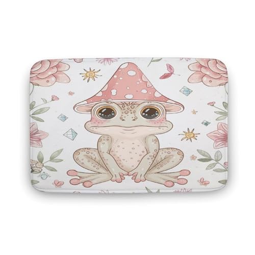 asbwuo Niedlicher Badezimmerteppich mit Frosch-Pilz-Motiv, Badematte mit Cartoon-Blumenmotiv und Rutschfester Rückseite,50,8 x 81,3 cm asbwuo Niedlicher Badezimmerteppich mit Frosch-Pilz-Motiv, Badematte mit Cartoon-Blumenmotiv und Rutschfester Rückseite,50,8 x 81,3 cm von asbwuo