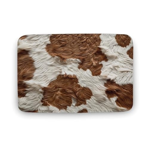 asbwuo Wunderschöner Badezimmerteppich aus Kuhfell, Badematte aus Tier-Rindsleder mit Rutschfester Rückseite, 20 x 32 Zoll von asbwuo