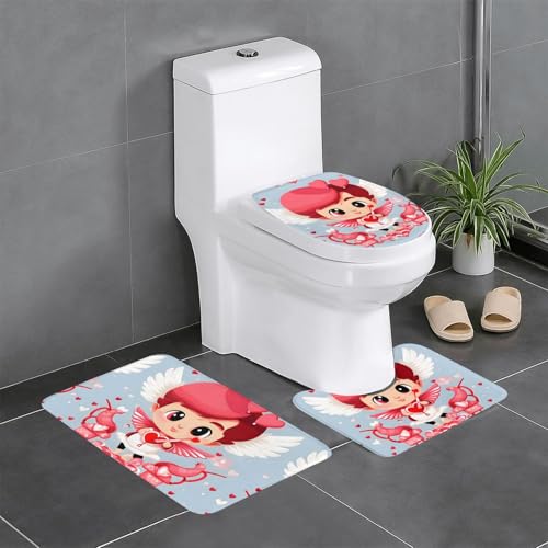 asbwuo rutschfeste Bodenmatte, 3-teiliges Set, U-förmige Toilettenbodenmatte mit Love Messenger-Aufdruck, fest angebracht, saugfähig und langlebig, dick und bequem asbwuo rutschfeste Bodenmatte, 3-teiliges Set, U-förmige Toilettenbodenmatte mit Love Messenger-Aufdruck, fest angebracht, saugfähig und langlebig, dick und bequem von asbwuo