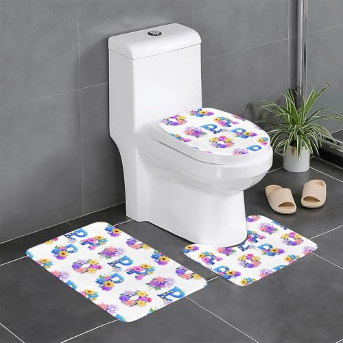 asbwuo rutschfeste Bodenmatte, 3-teiliges Set, U-förmige Toilettenmatte mit blauem Buchstaben- und Blumendruck, fest angebracht, saugfähig und langlebig, dick und bequem asbwuo rutschfeste Bodenmatte, 3-teiliges Set, U-förmige Toilettenmatte mit blauem Buchstaben- und Blumendruck, fest angebracht, saugfähig und langlebig, dick und bequem von asbwuo