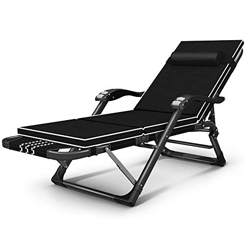 Zero Gravity Stuhl, Liegesessel, faltbar und leicht zu transportieren, 180° flache Liege, Massagearmlehne, Multi-Winkelverstellung, vier Jahreszeiten universell (Schwarz mit einer Matratze) von asdchZen
