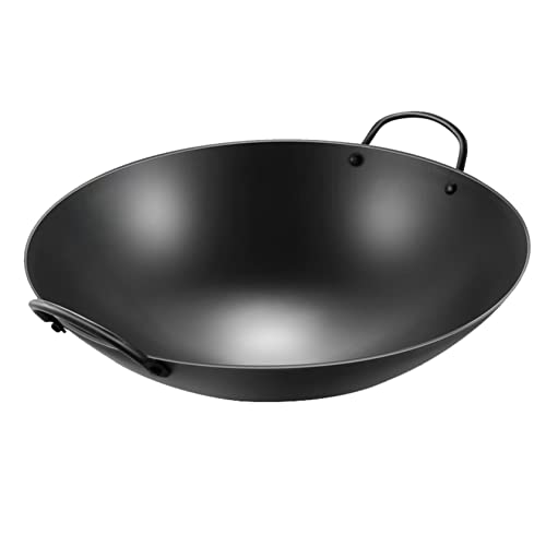 asdchZen Eisenwok, Handgeschmiedeter Schwarzer Stahlwok, Gewerblicher Wok, 55 cm von asdchZen