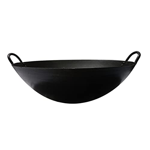 asdchZen Eisenwok, Kommerzieller Doppelohrtopf, Haushaltskoch-Restaurantkantinen-Woktopf, 60 cm, 43 cm von asdchZen