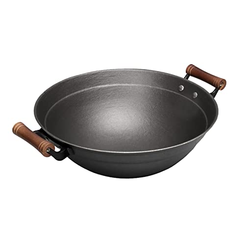 asdchZen Gusseisen-Wok, Altmodischer Haushalts-Wok, Unbeschichtet, Binauraler Gusseisentopf, 40 cm von asdchZen