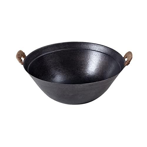 asdchZen Gusseisenpfanne, Doppelohr-Eisenpfanne, Traditioneller Altmodischer Haushaltswok, Handgewickelter Hanfseilgriff, 38 cm asdchZen Gusseisenpfanne, Doppelohr-Eisenpfanne, Traditioneller Altmodischer Haushaltswok, Handgewickelter Hanfseilgriff, 38 cm von asdchZen