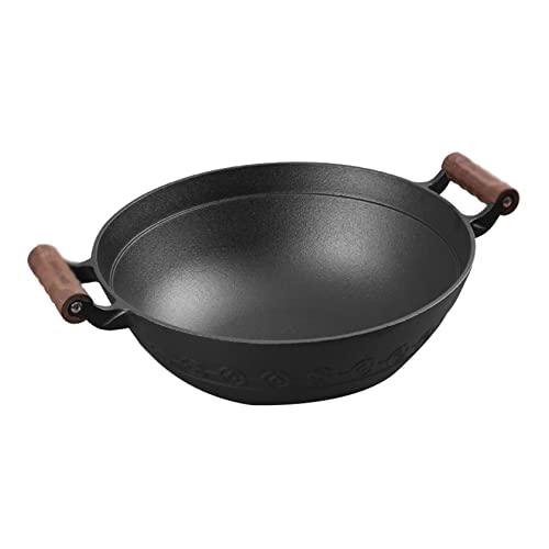 asdchZen Gusseisentopf, Eisenwok Binauraler Haushaltsbrattopf, 40 cm, 36 cm von asdchZen