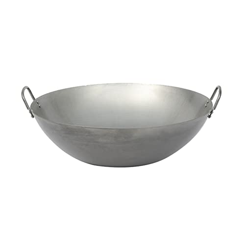 asdchZen Kommerzieller Großer Eisenwok, Altmodischer Unbeschichteter Binauraler Schmiedeeisenwok, Traditioneller Wok Mit Rundem Boden, 65 cm, 45 cm von asdchZen