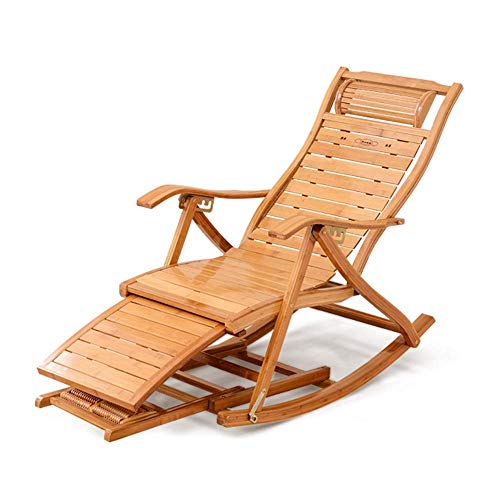 asdchZen Sonnenliege, Zero Gravity Stuhl, Zero-Gravity-Stuhl, faltbar, verstellbar, Liegestuhl aus Bambus, Liegestuhl, Schaukelstuhl, geeignet für Outdoor, Hof, Strand, Pool, Terrasse von asdchZen