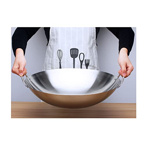 asdchZen Wok Aus Edelstahl, Kommerzieller Kantinen-Wok Mit Großem Topf, Topf Mit Doppeltem Ohr Und Rundem Boden, 60 cm, 43 cm von asdchZen