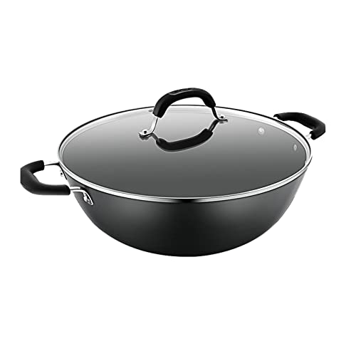 asdchZen Wok Aus Gusseisen, Binauraler Wok, Tiefe Und Große Kapazität, Durchmesser 32 cm, Durchmesser 34 cm von asdchZen