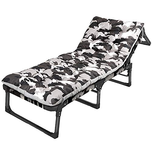 asdchZen Zero Gravity Stuhl, Sonnenliege, zusammenklappbar, mit Kissen und optionaler dicker Polsterung, verstellbare Rückenlehne, 6 Positionen, tragbare Liege (Grau mit Matratze) von asdchZen