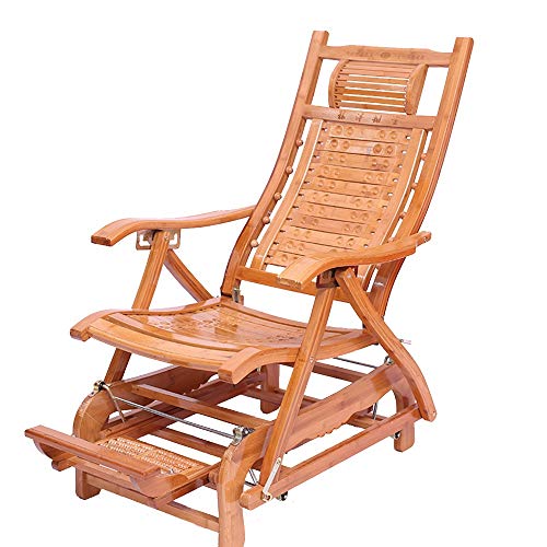 asdchZen Zero Gravity Stuhl, verstellbare Bambusliege, klappbare Sonnenliege mit stabilem Boden und Massagemechanismus, Garten, Balkon, Liege (D) von asdchZen