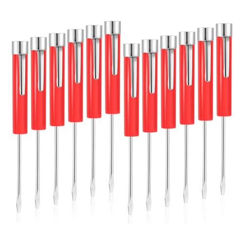 12-Teilige Taschenschraubendreher-Oberseite und Clip-Flachklingen-Schraubendreher für Mechanische Elektriker-Reparaturwerkzeuge, 5,2, Rot von asdfs