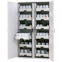 asecos® Säuren- u. Chemikalienschrank CLASSIC, HxBxT 1.965 x 1.197 x 603 mm, 12x Tablarauszug mit PP-Wanne, lichtgrau von asecos®