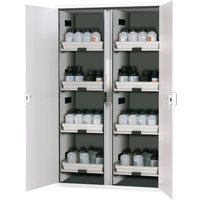 asecos® Säuren- u. Chemikalienschrank CLASSIC, HxBxT 1.965 x 1.197 x 603 mm, 8x Tablarauszug mit PP-Wanne, laborweiß von asecos®