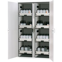 asecos® Säuren- u. Laugenschrank CLASSIC, HxBxT 1.965 x 1.197 x 603 mm, 8x Tablarauszug mit PP-Wanne, laborweiß von asecos®